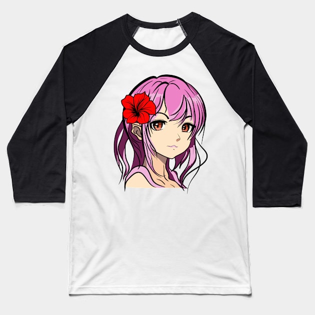 Cute anime girl Baseball T-Shirt by Maria Zavoychinskiy 